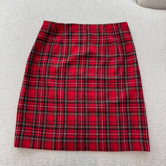 TALBOTS Women’s Tartan Plaid Wool Blend Sequin Skirt Size 4 - Picture 2 of 7